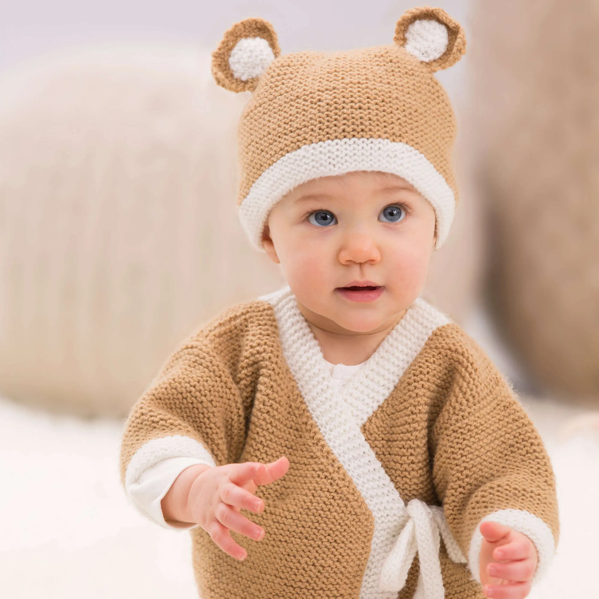 Red Heart Knit Teddy Sweater And Hat