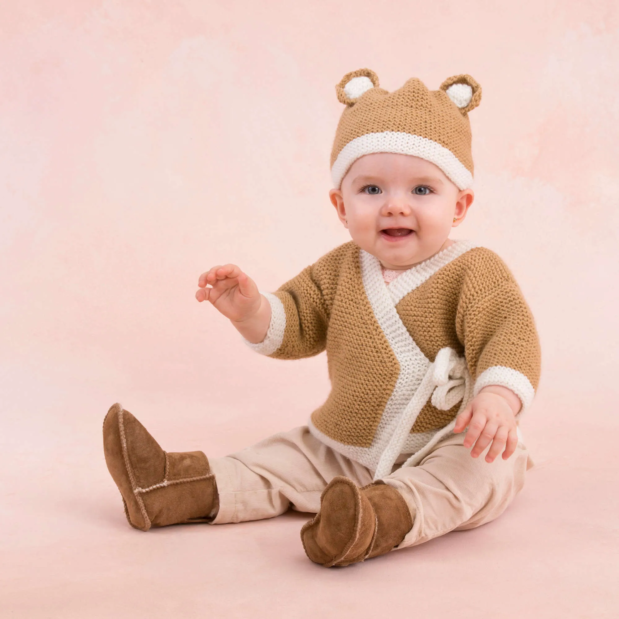 Red Heart Knit Teddy Sweater And Hat