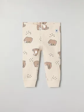 Ribbed Bear Print Baby Leggings