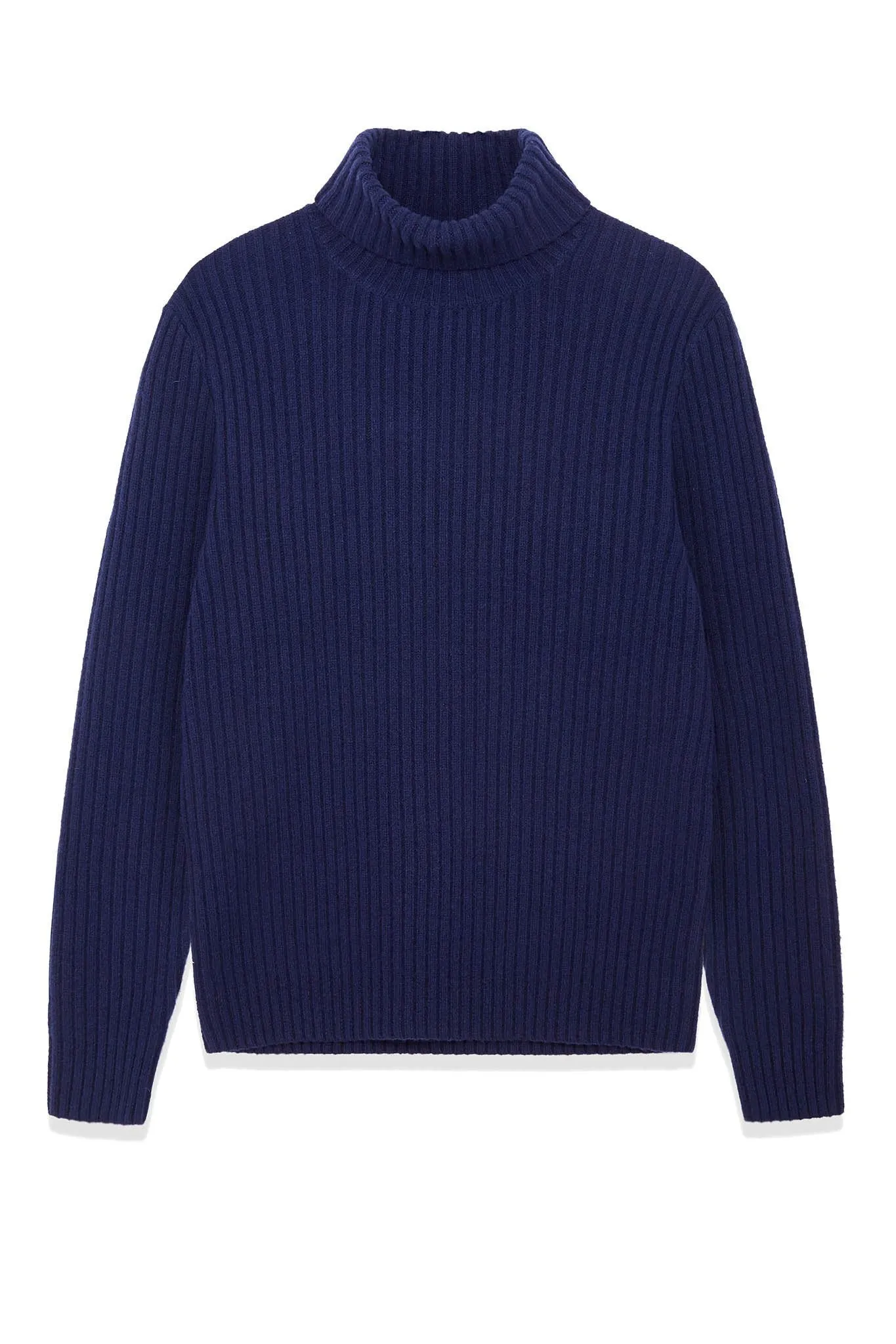 Ribbed Merino Wool Roll Neck Sweater