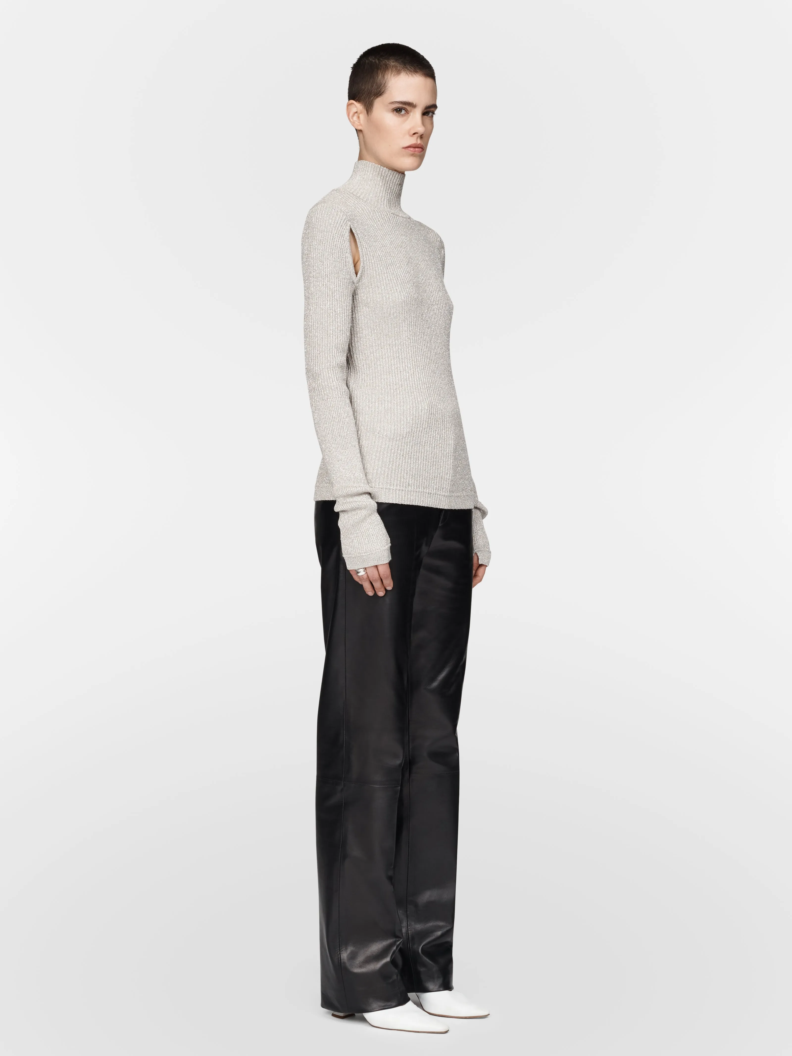 Ribbed Turtleneck in Silver