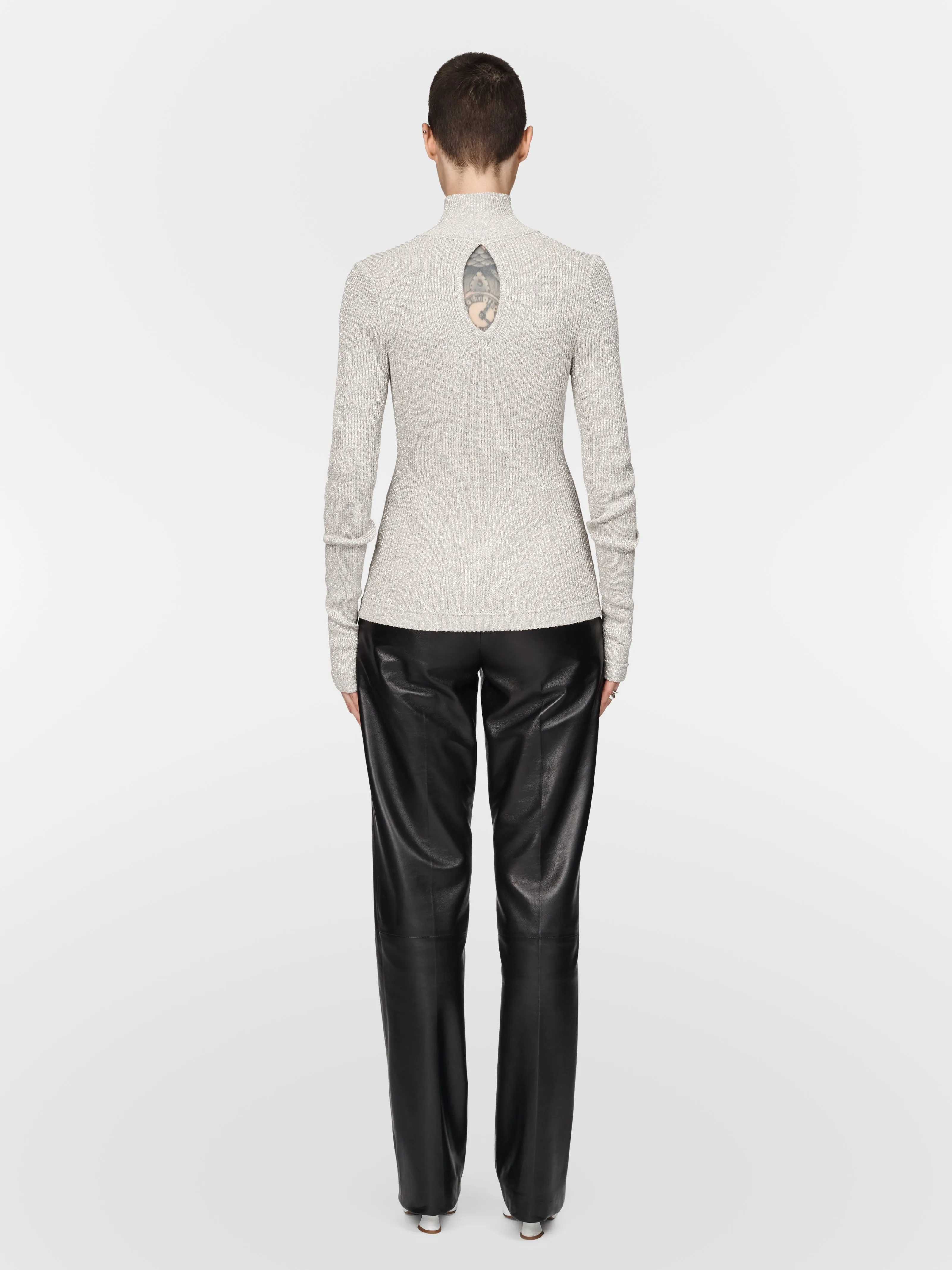 Ribbed Turtleneck in Silver