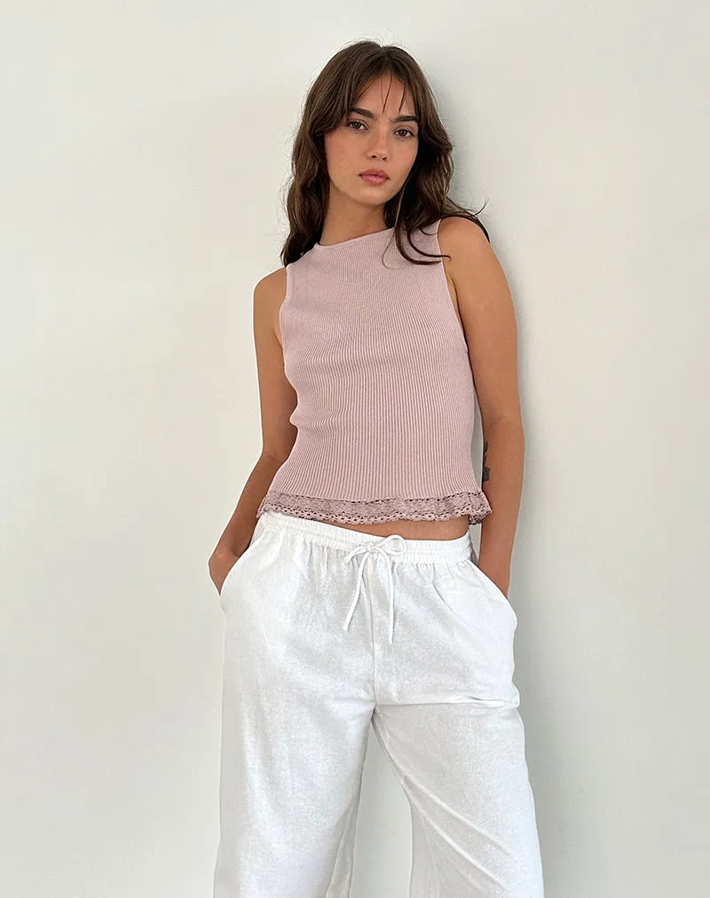 Romane Sleeveless Top in Dusty Rose Rib Knit