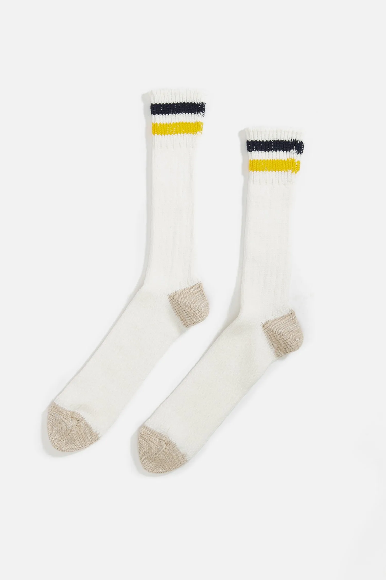 Rototo OS Ribbed Crew Socks / Navy Yellow