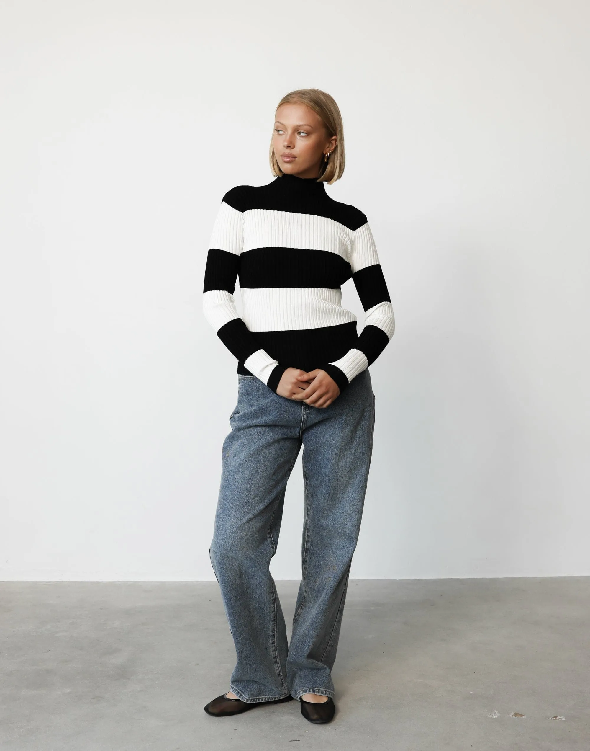 Russett Top (Black/White Stripe)