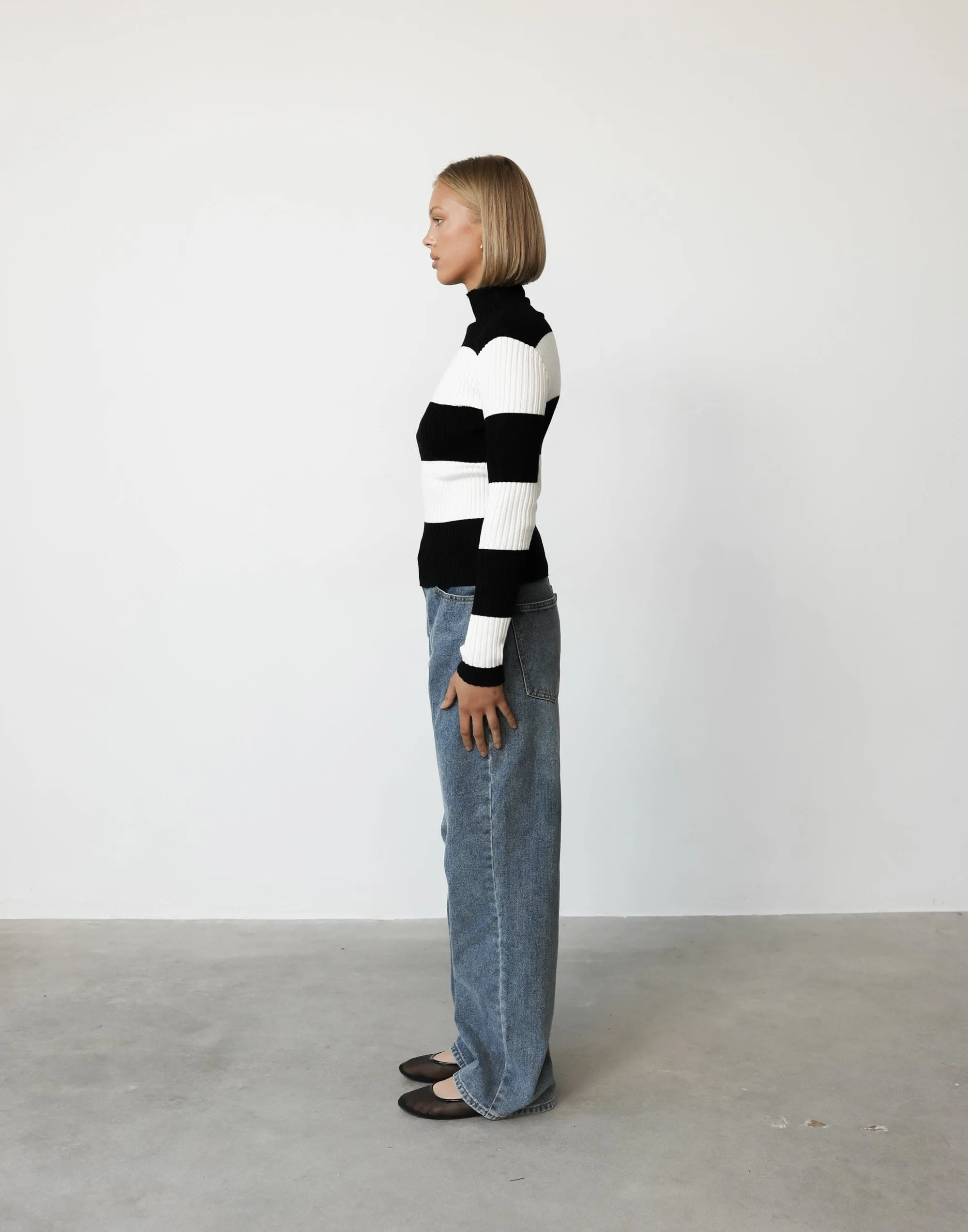 Russett Top (Black/White Stripe)