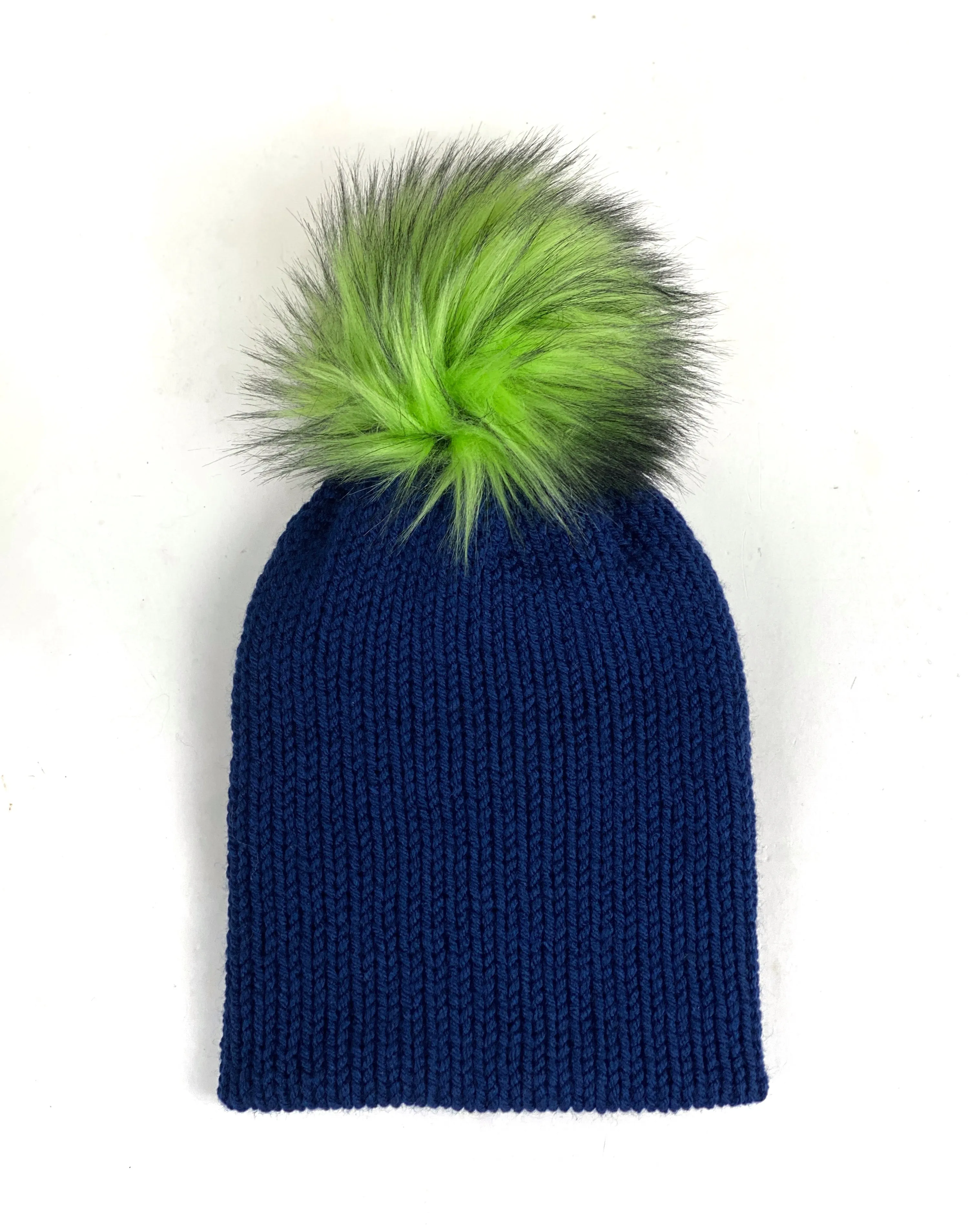 Seattle Team Colors Blue and Green Basic Reversible Knit Beanie Double Layer Acrylic Hat Teen Adult Female