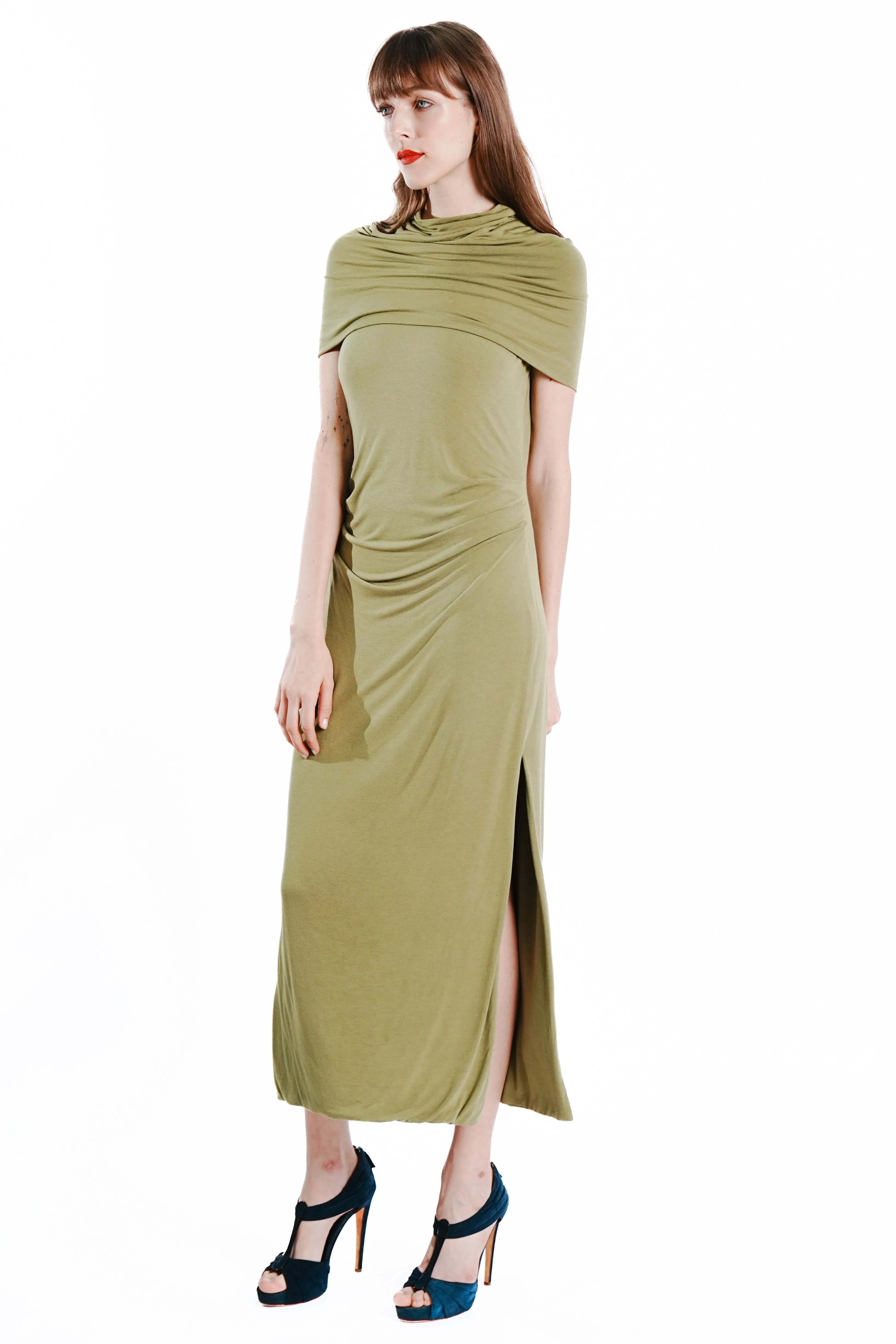 Seiya Detachable Neck Wrap Sleeveless Maxi Jersey Dress