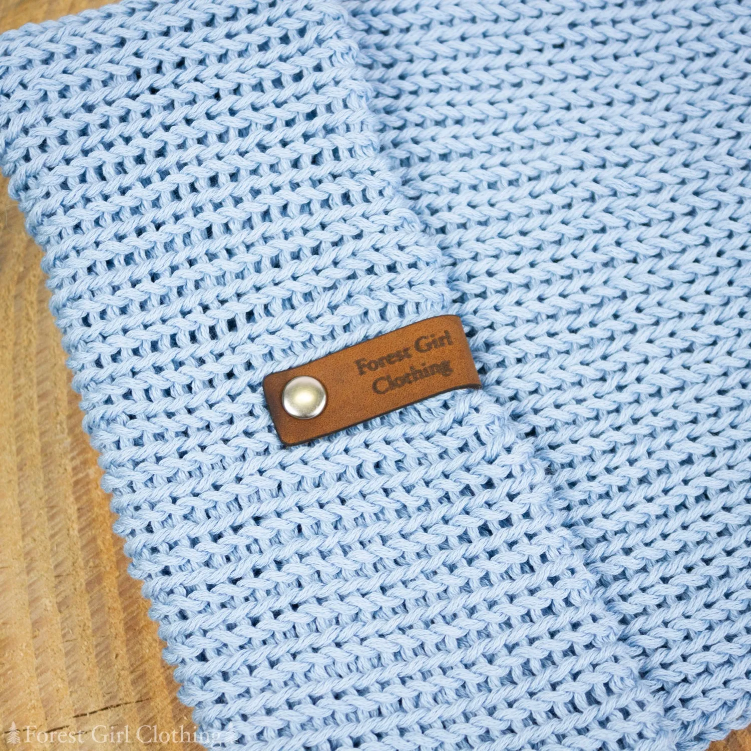 Sky Blue Cotton Knit Beanie