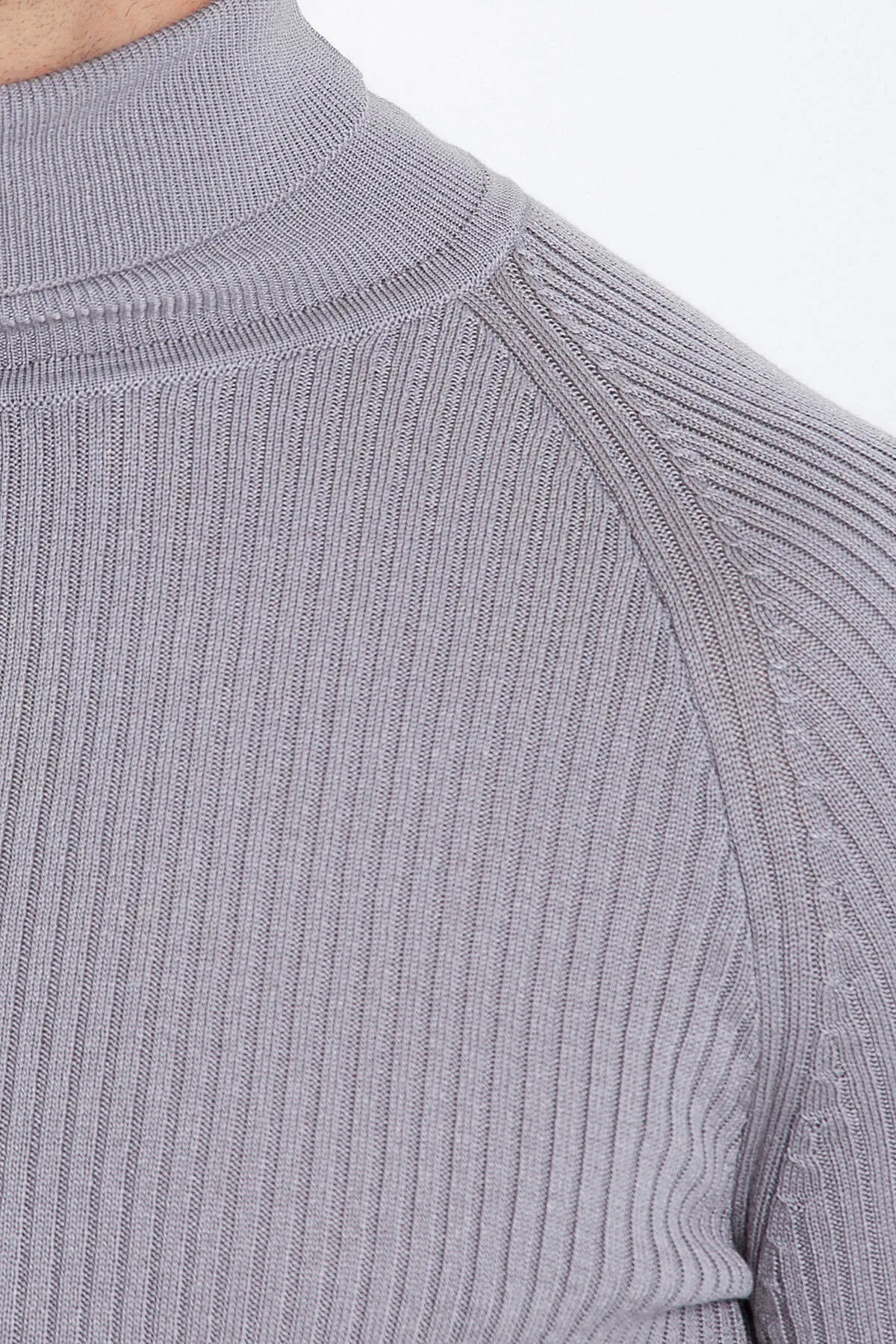 Slim Fit Gray Turtleneck Sweater