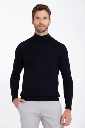 Slim Fit Navy Turtleneck Sweater