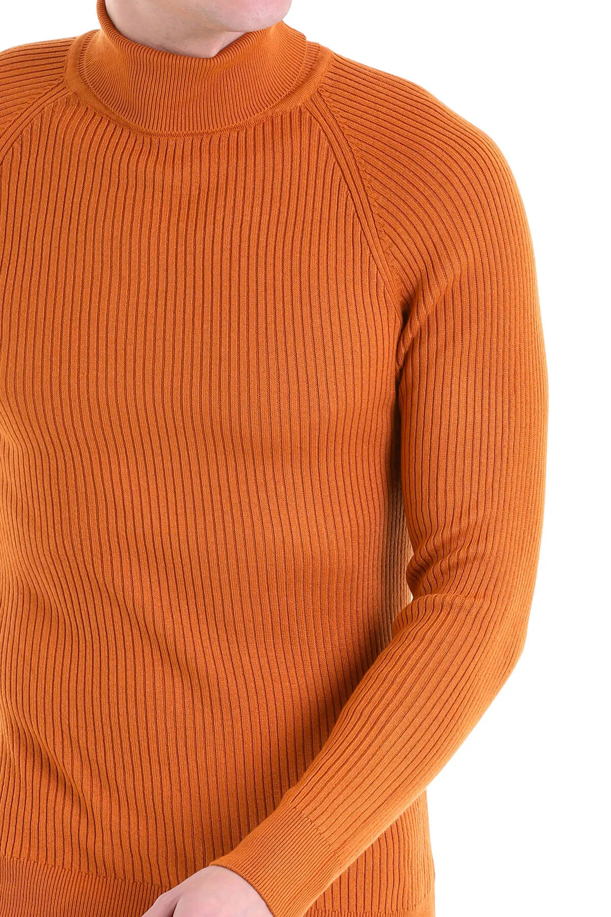 Slim Fit Orange Turtleneck Sweater