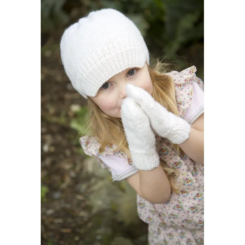 Snow White Hat & Mittens Knitting Pattern - 8Ply (LC09)