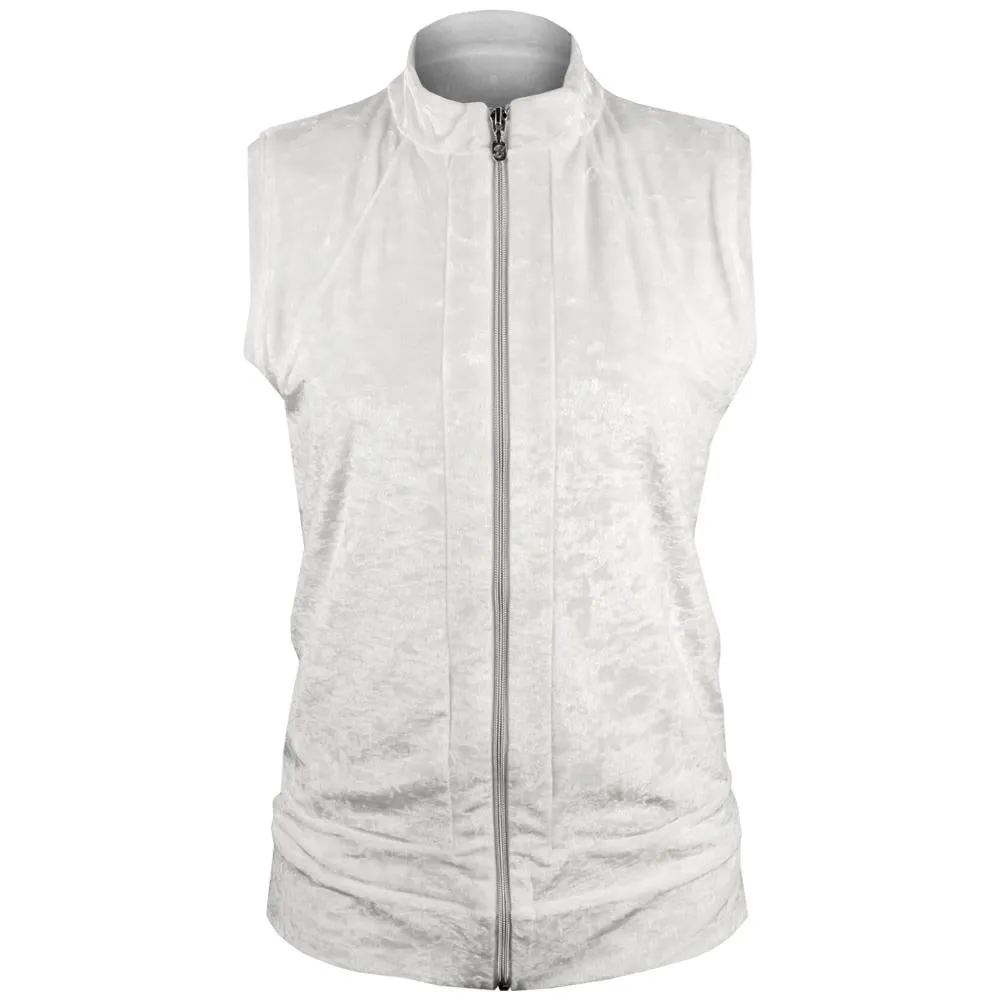 Sofibella Women's UV Staples Crushed Velvet Vest - White