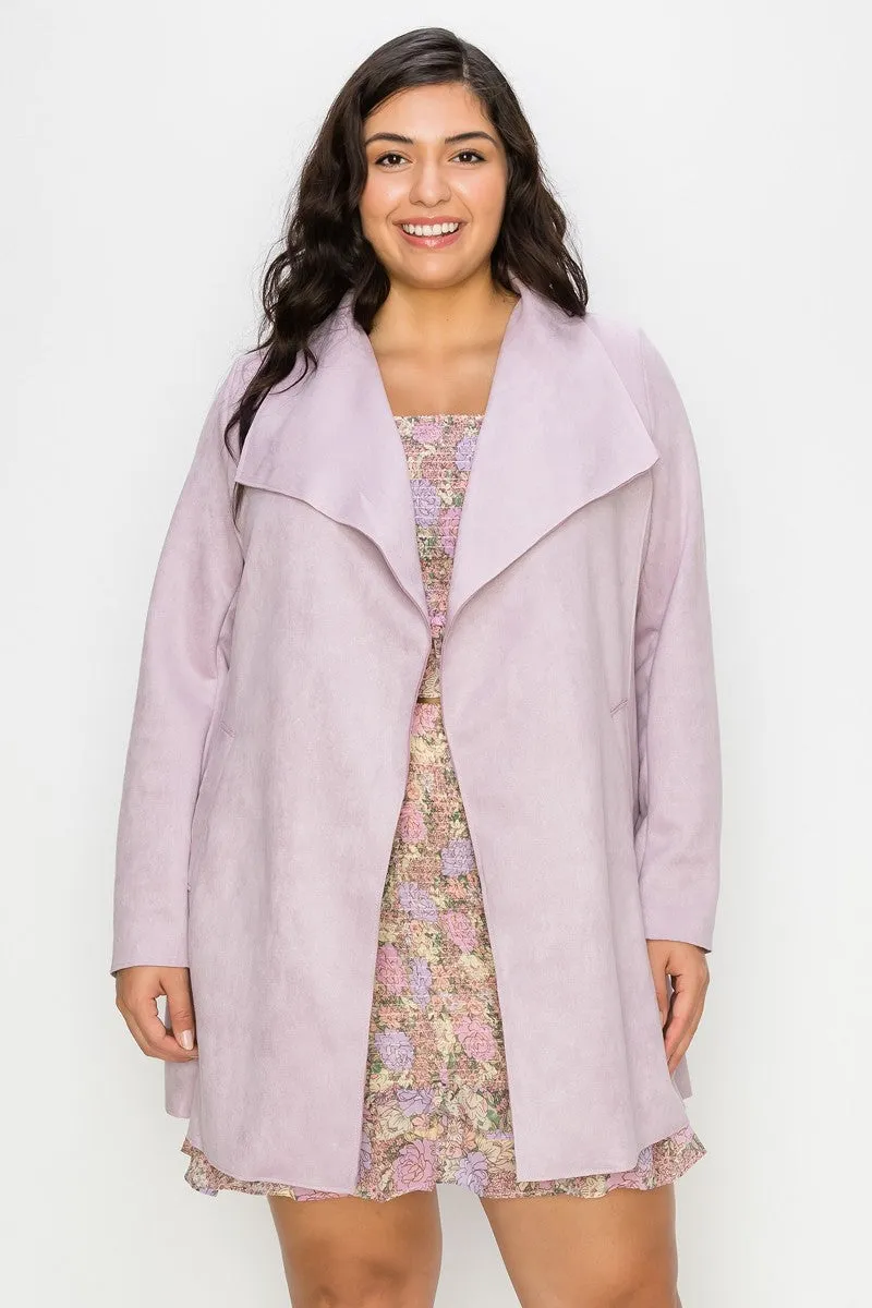 Suede Feel Long Coat Curvy