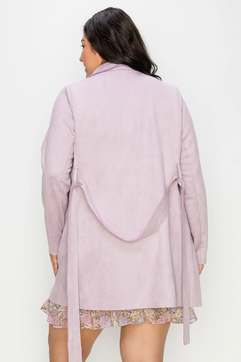 Suede Feel Long Coat Curvy