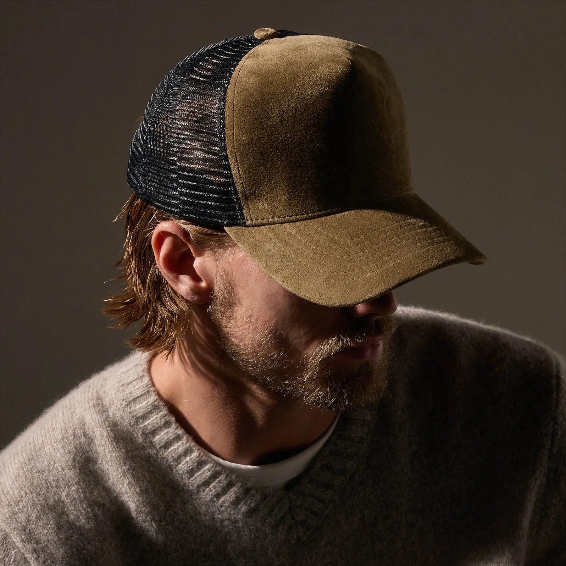 Suede Trucker Hat - String