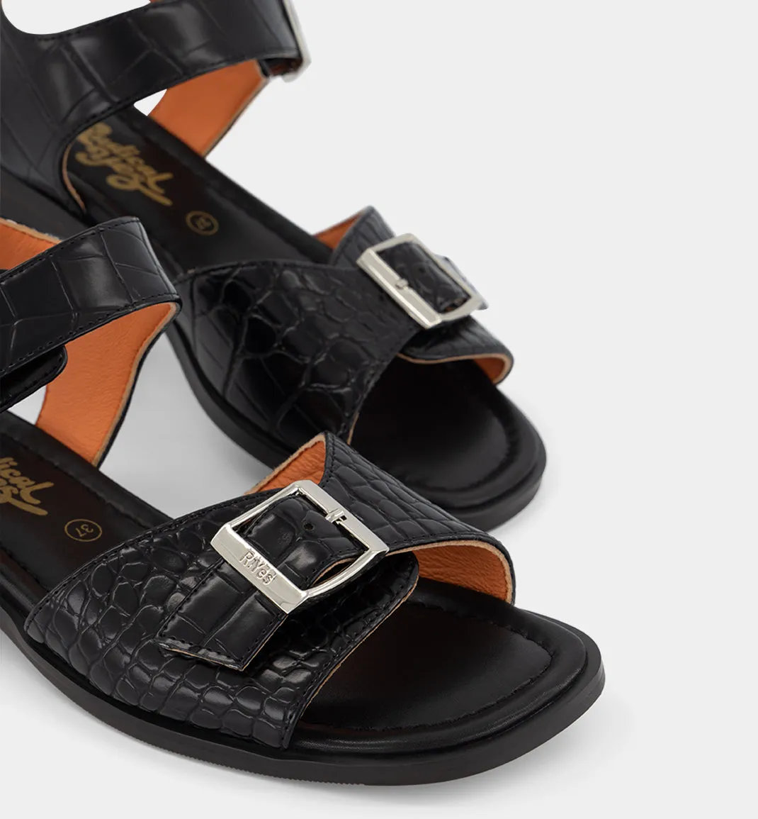 Sun Ra Sandal | Black Croc