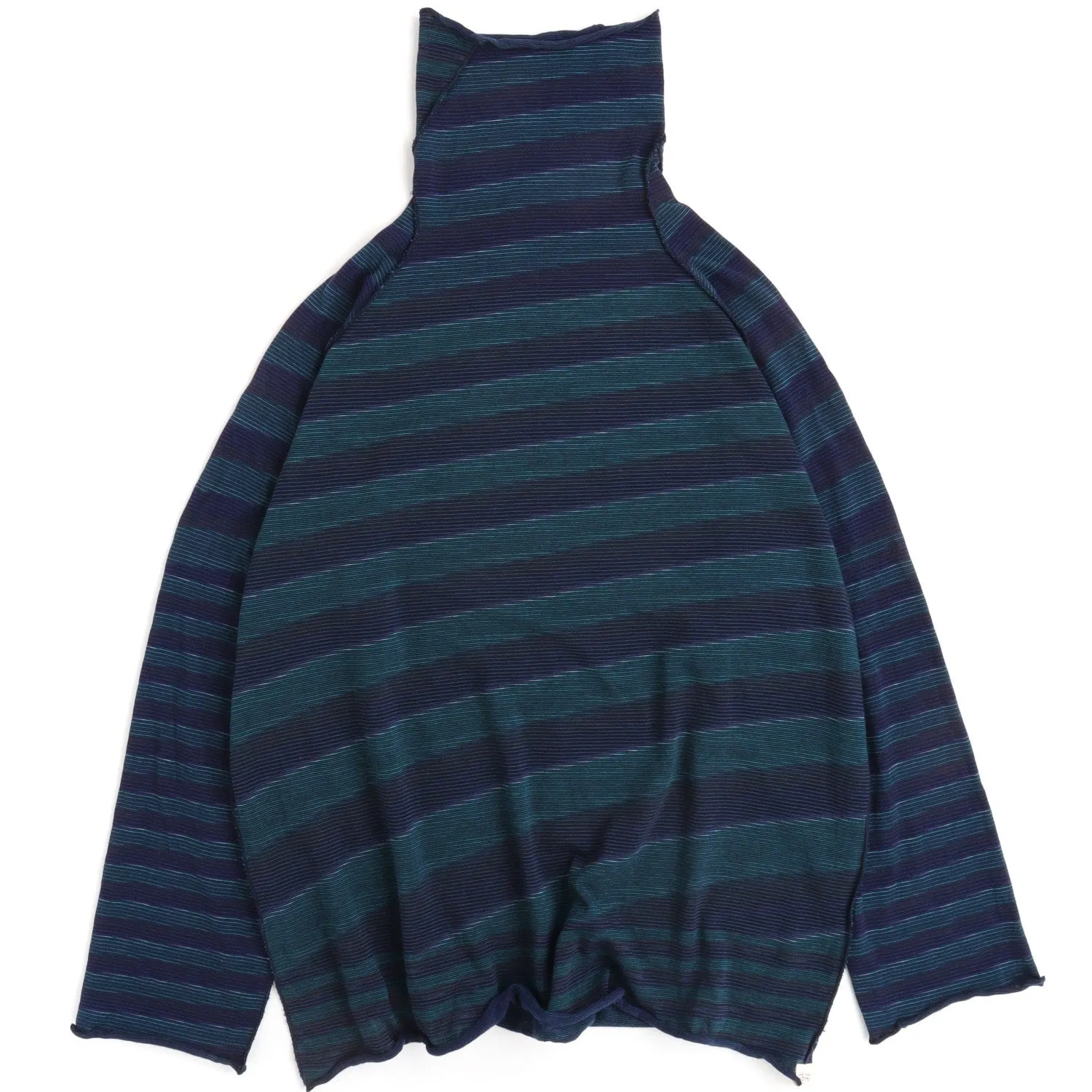 TAMAKI NIIME Cotton Onesize Turtleneck - Striped Abyss