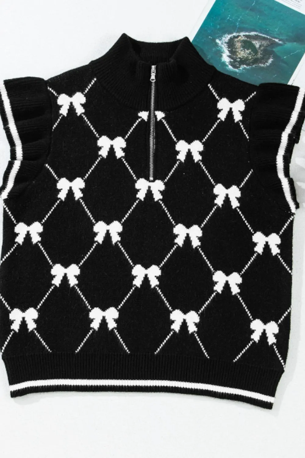 TEEK - Bow Half Zip Sweater Vest