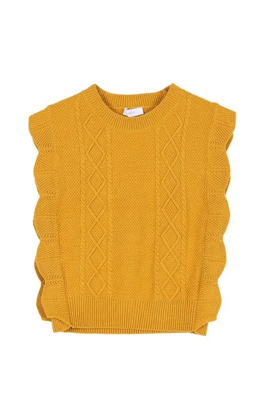 TEEK - Mustard Ruffle Sweater Vest