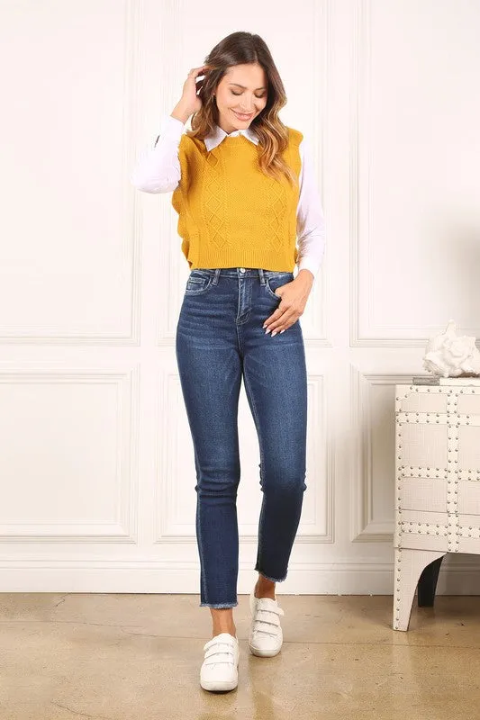 TEEK - Mustard Ruffle Sweater Vest