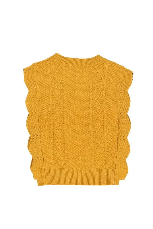 TEEK - Mustard Ruffle Sweater Vest