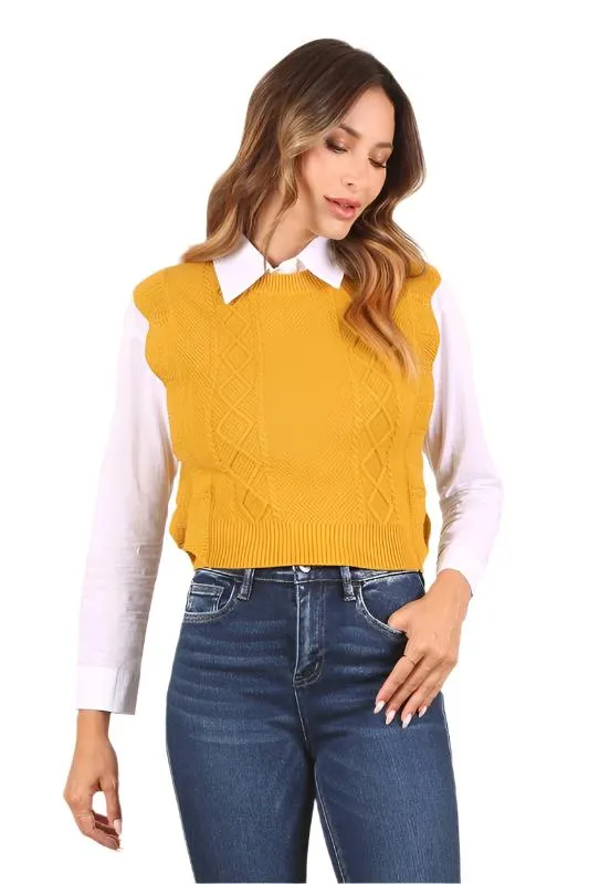 TEEK - Mustard Ruffle Sweater Vest