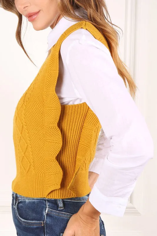 TEEK - Mustard Ruffle Sweater Vest