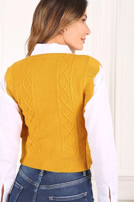 TEEK - Mustard Ruffle Sweater Vest