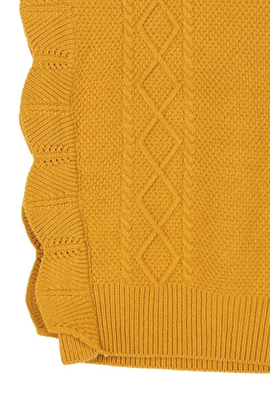 TEEK - Mustard Ruffle Sweater Vest