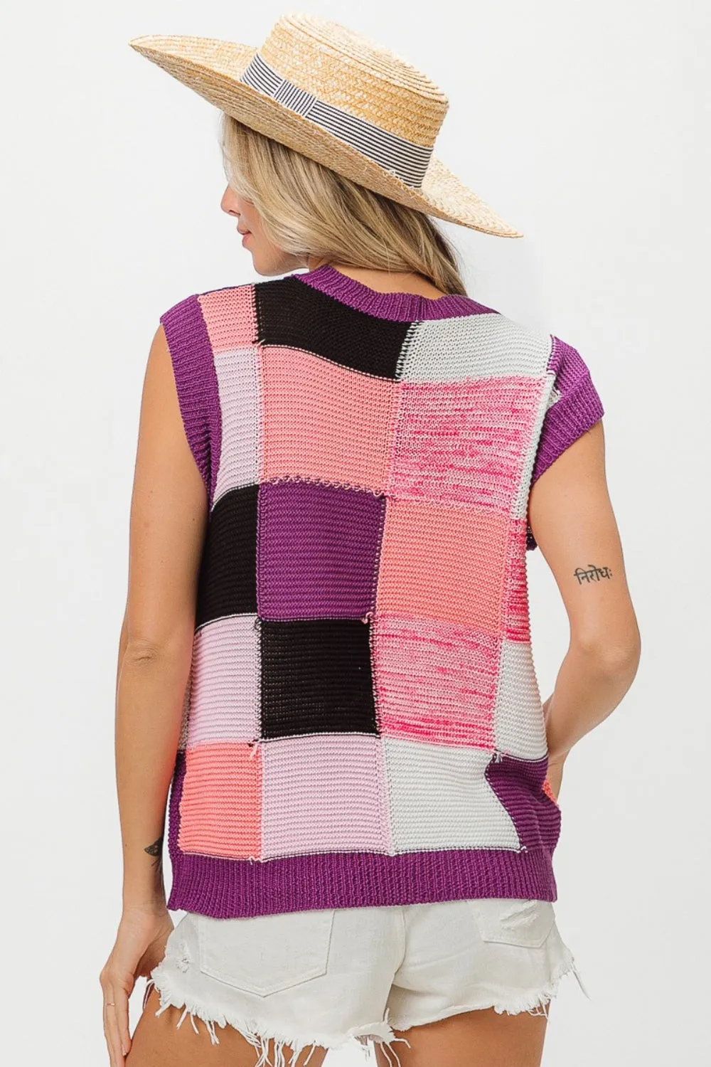 TEEK - Purple Combo Color Block Sweater Vest