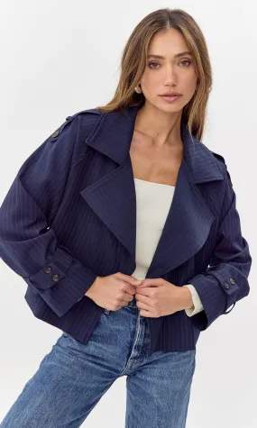 Tessa Pinstripe Cropped Trench Coat