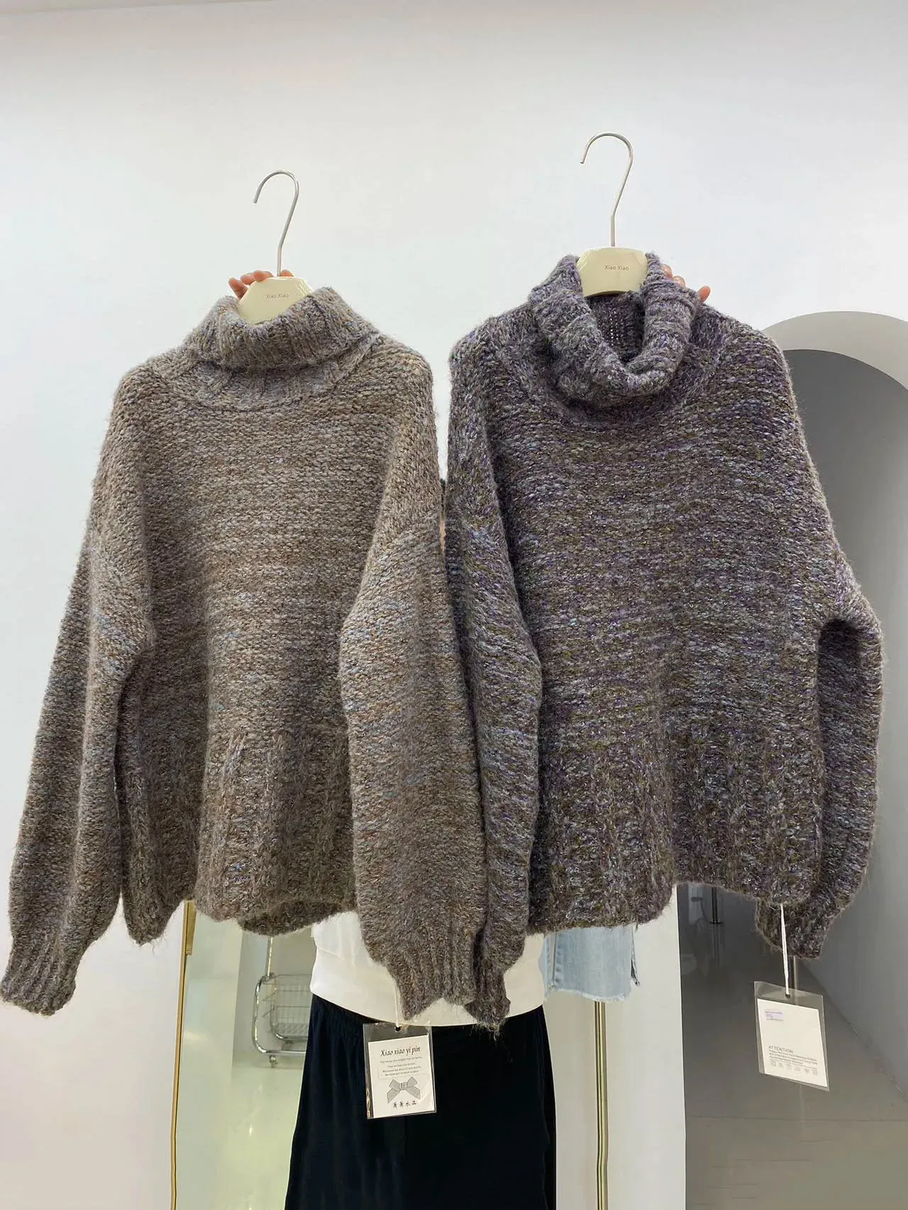 Thickened Turtleneck Coarse Wool Sweater Women's Loose Fluffy Knit Pullover Sweater European Products C-276