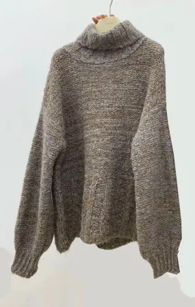 Thickened Turtleneck Coarse Wool Sweater Women's Loose Fluffy Knit Pullover Sweater European Products C-276