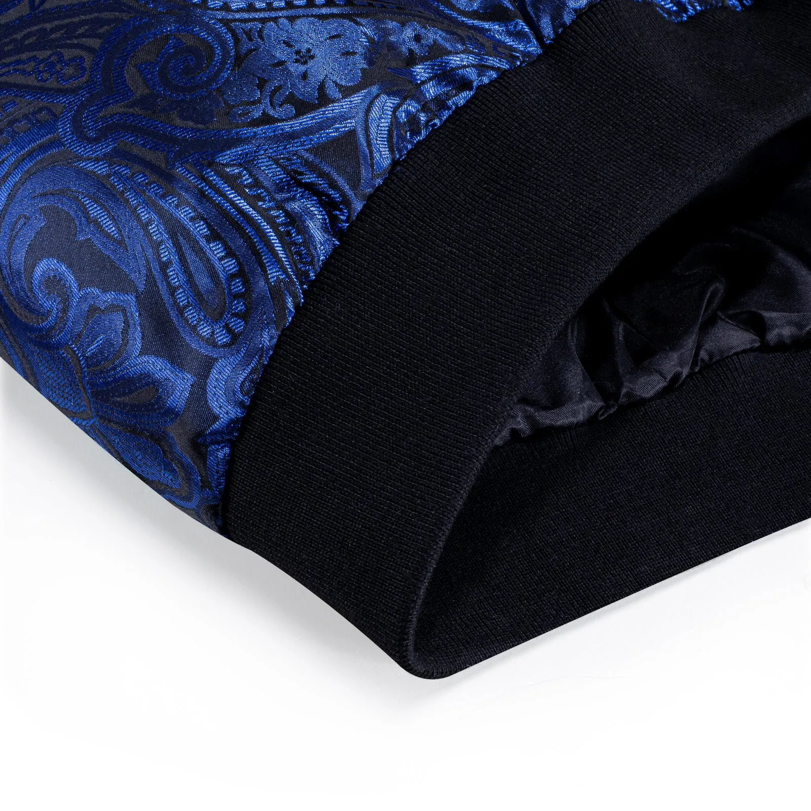 Ties2you Zipper Jacket Black Blue Woven Paisley Men's Thin Jacket