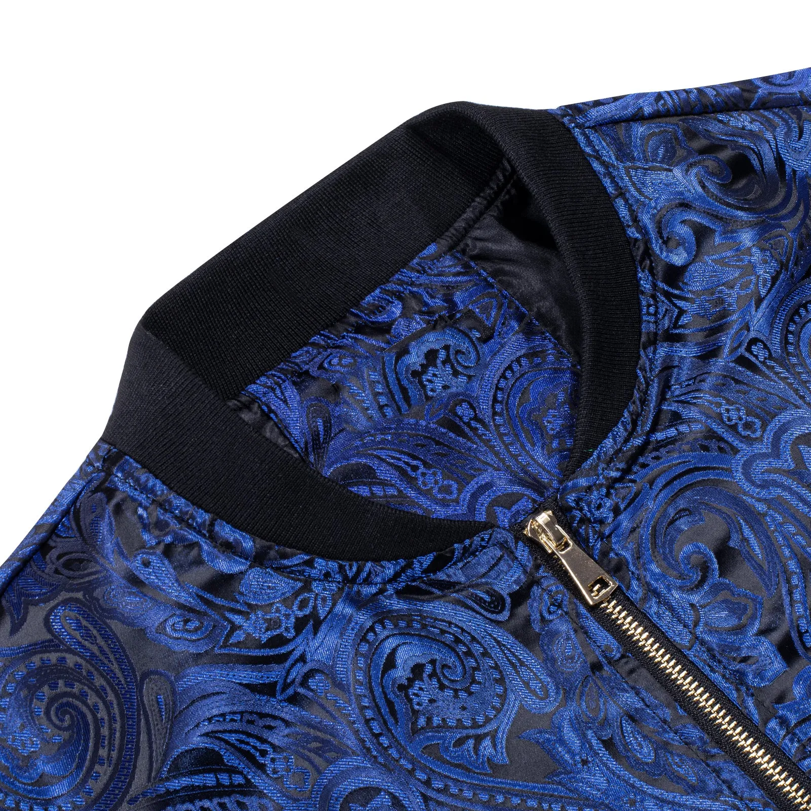 Ties2you Zipper Jacket Black Blue Woven Paisley Men's Thin Jacket