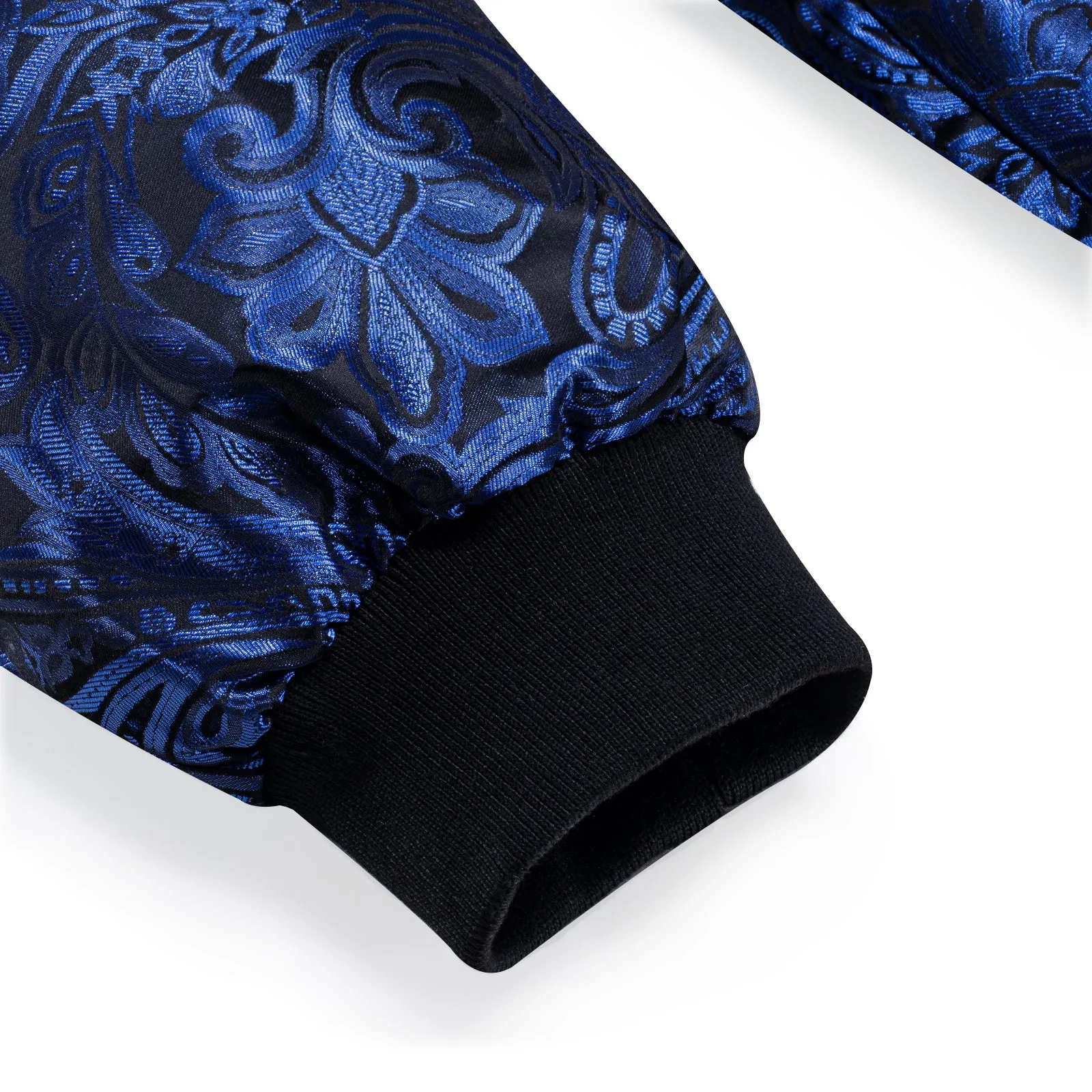 Ties2you Zipper Jacket Black Blue Woven Paisley Men's Thin Jacket