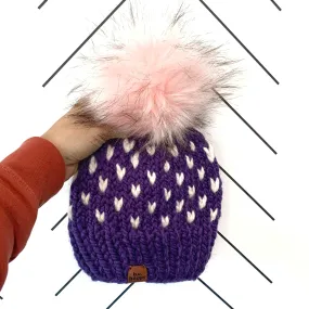 Toddler Happe Hearts Knit Pom Hat | Iris Purple