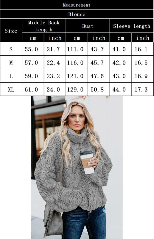 Toleet-Winter outfits Women's  Thick Knit Turtleneck Pullover Sweater