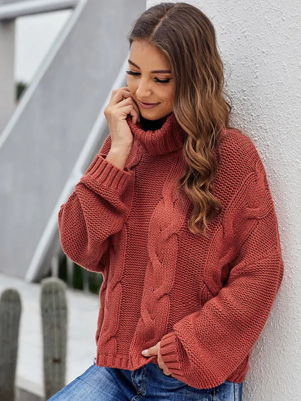 Toleet-Winter outfits Women's  Thick Knit Turtleneck Pullover Sweater