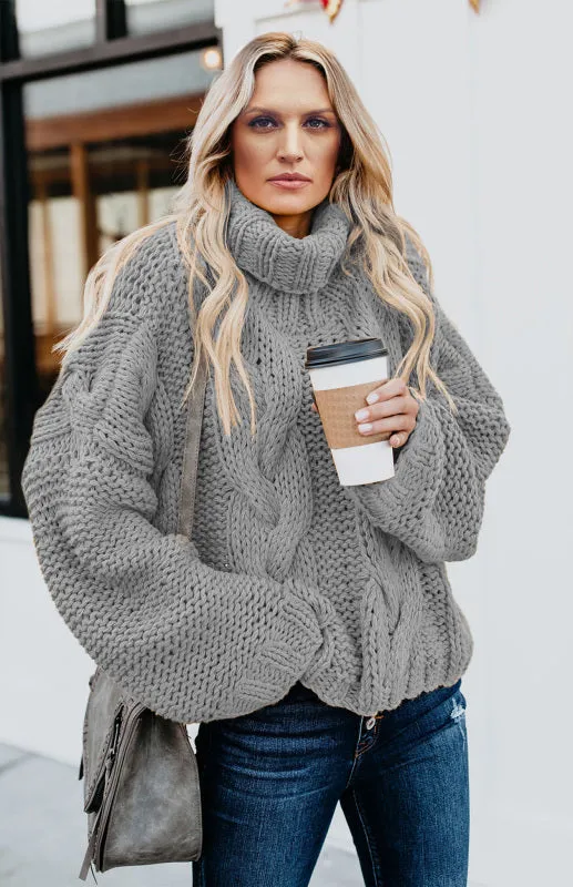 Toleet-Winter outfits Women's  Thick Knit Turtleneck Pullover Sweater