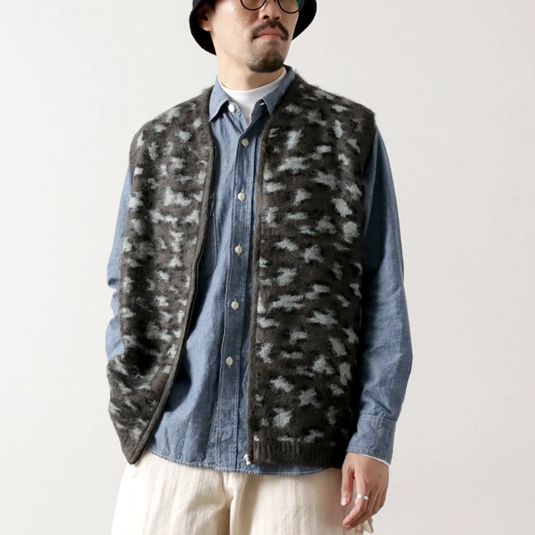 TOWN CRAFT / Shaggy Vintage Pattern Zipped Vest