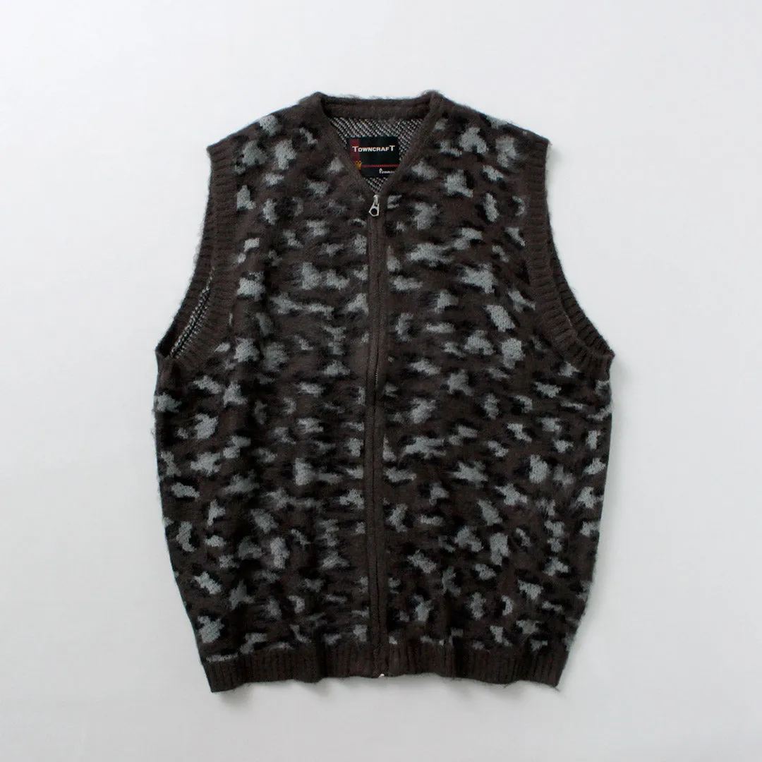 TOWN CRAFT / Shaggy Vintage Pattern Zipped Vest