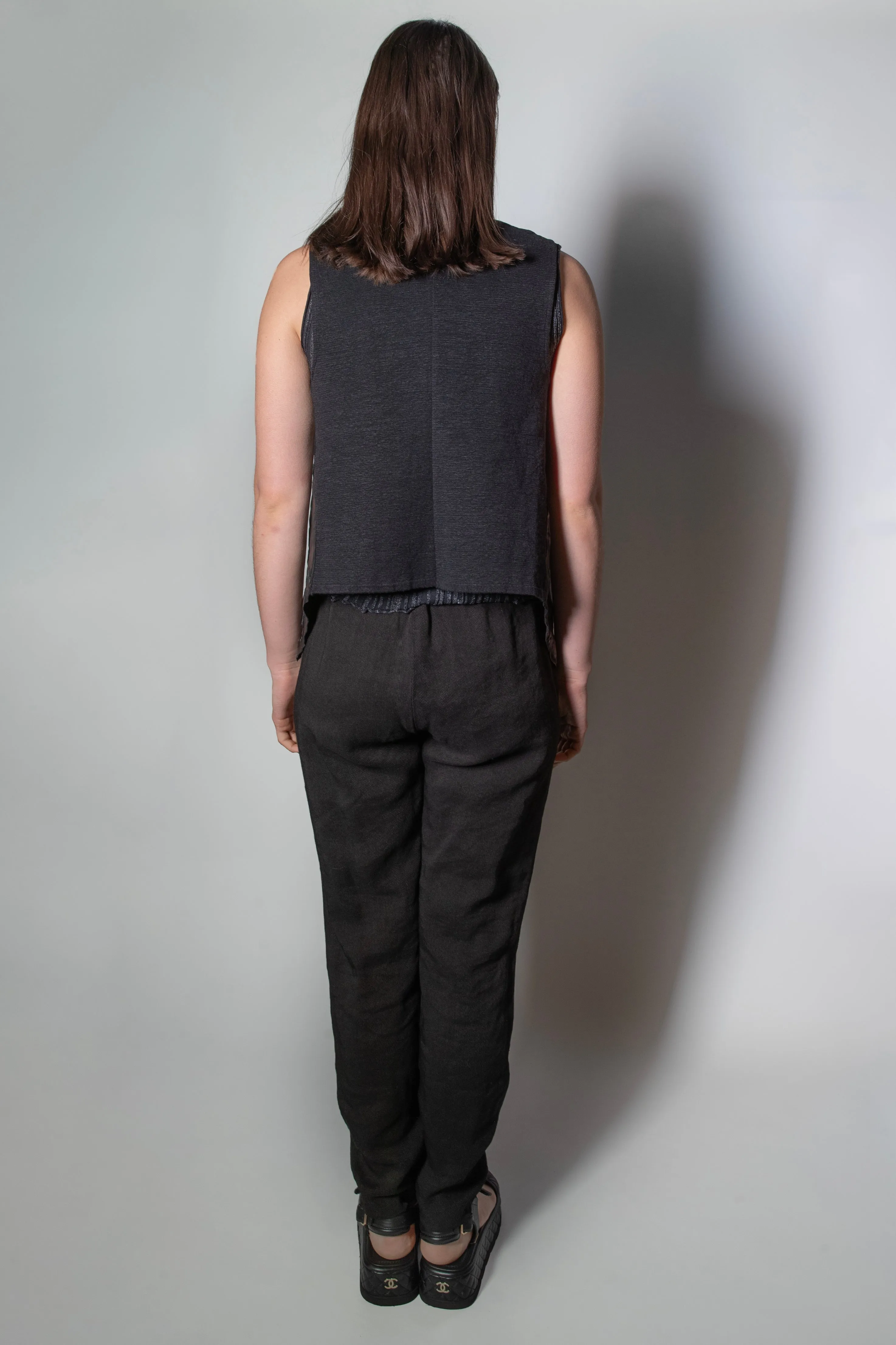 Transit Par Such Textured Leather Vest In Black