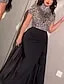 Turtleneck Sequin Maxi Black Cocktail Evening Dress