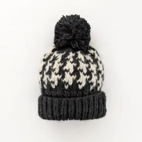 Unisex Houndstooth Knit Beanie Hat