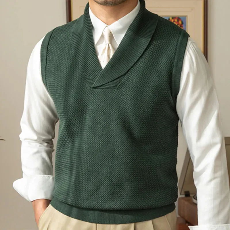 V-Neck Knitted Wool Solid Vest