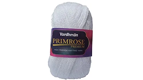 Vardhman Acrylic Knitting Wool Yarn White (200gms) Baby Soft Wool Ball Hand Knitting Wool/Art Craft Soft Fingering Crochet Hook Yarn, Needle Knitting Yarn Thread Dyed