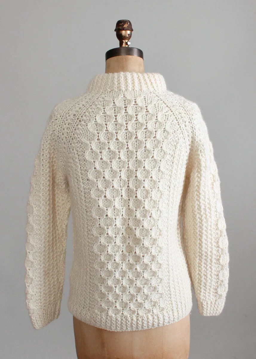 Vintage 1970s Honeycomb Wool Fisherman Sweater